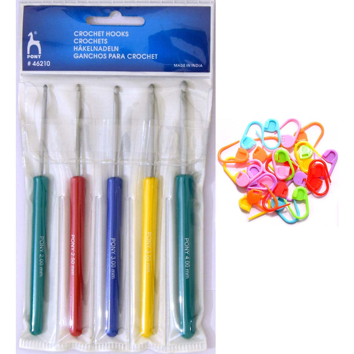 Pony Easy Grip Crochet Set and 25 Stitch Markers