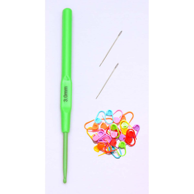 Colorful Handle Top Crochet UK 11 (3.0 mm), 2 Needles of 4.5 cm and 25 Stitch Markers