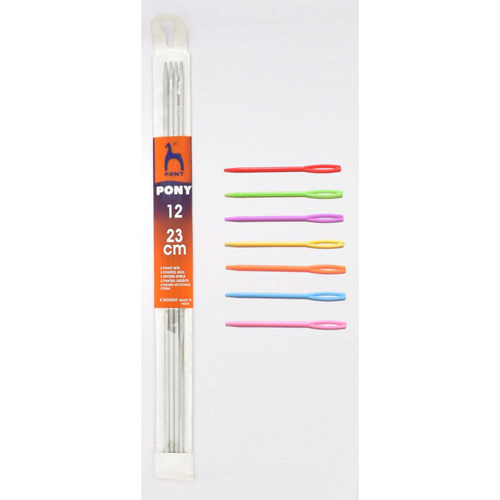 Pony Double Ended Needle 12, and 7 pc Plastic Needle