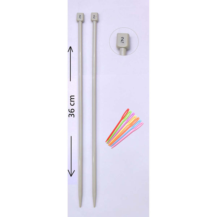 Plastic Extra Long 36 cm UK 2 (7.0 mm) Knitting Needle and Plastic 7 Needles