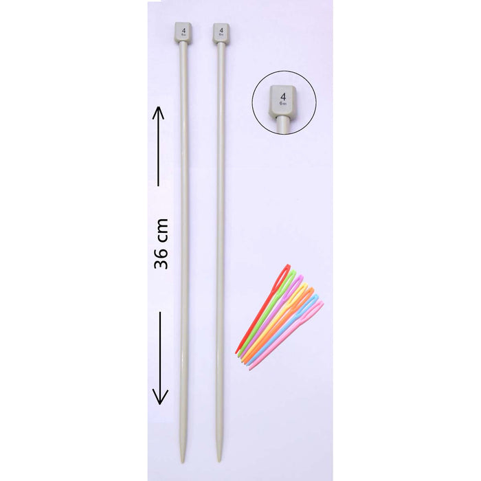 Plastic Extra Long 36 cm UK 4 (6.0 mm) Knitting Needle and Plastic 7 Needles