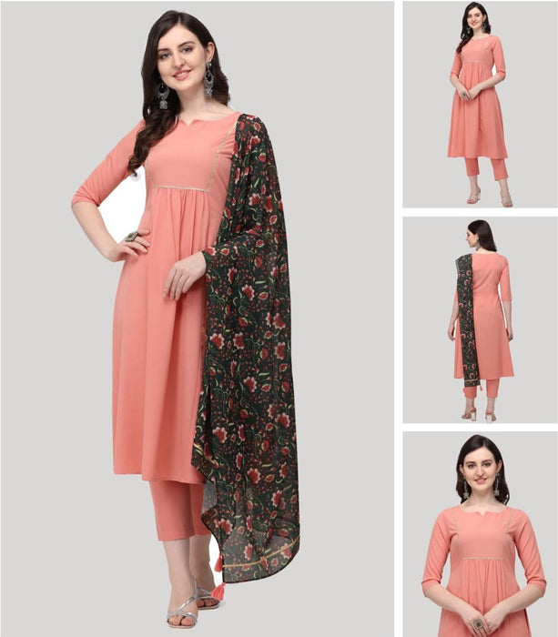 M.G ENTERPRISE Women Crepe Rayon 3 Pc Full Set