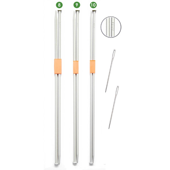 Aluminium Round Head Knitting Needles 8,9, & 10 Size