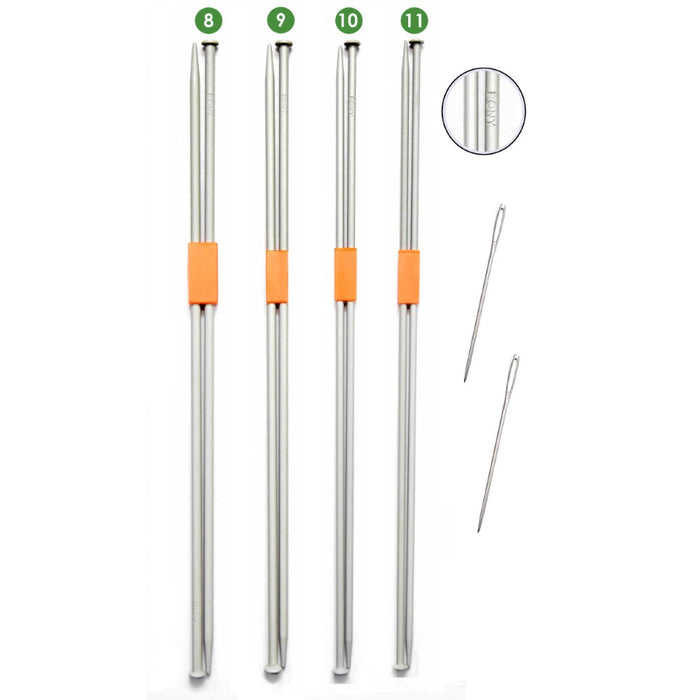 Aluminium Round Head Knitting Needles 8,9,10 & 11 Size