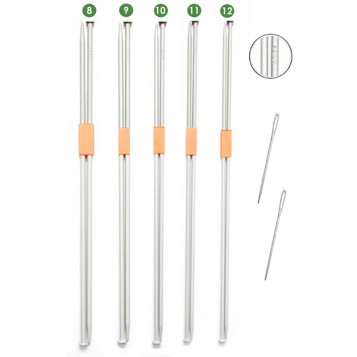 Aluminium Round Head Knitting Needles 8,9,10,11 & 12 Size