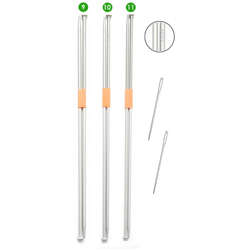 Aluminium Round Head Knitting Needles 9,10 & 11 size