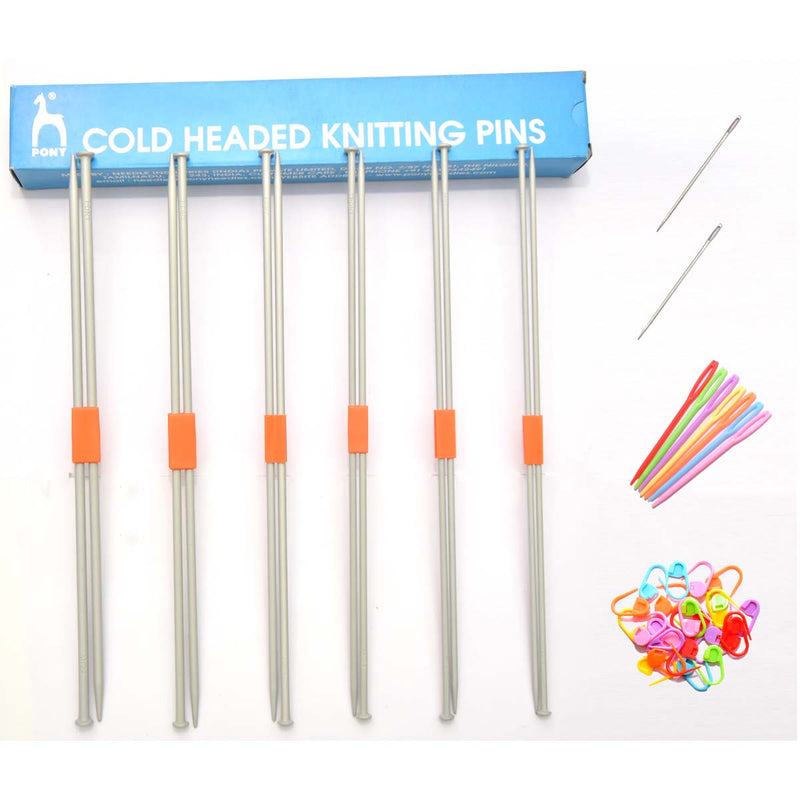 Pony Cold Head Needle, Pony 2 Needle 4.5 cm, Plastic 7 Needles and 25 Stitch Markers