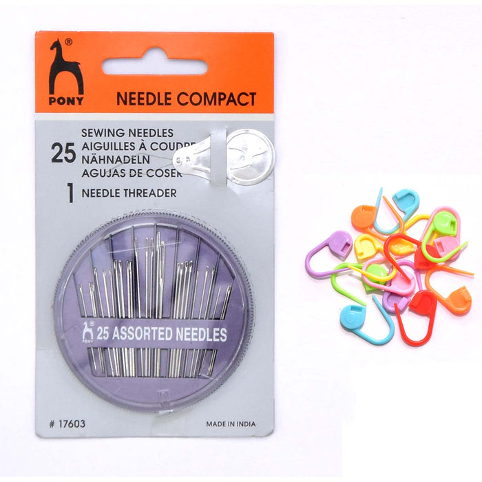 Pony Sewing 25 Assorted Needles and 14 Stitch Markers